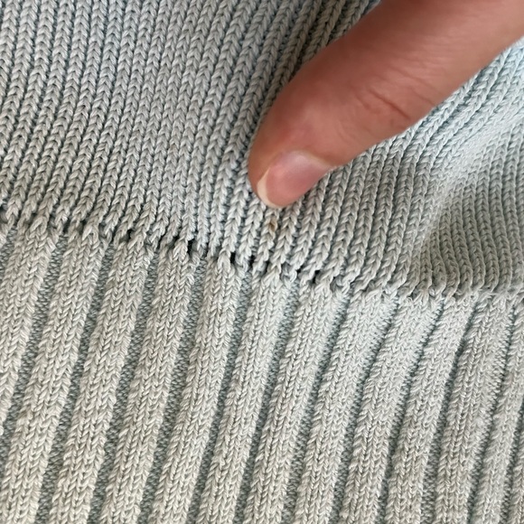 TheOpen Product Blue V Neck Ribbed Sweater Bell Sleeves Women's Size S - Picture 9 of 13